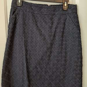 Navy flower pencil skirt Banana Republic pockets